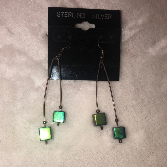 Jewelry - Sterling Silver Iridescent Dangle Earrings